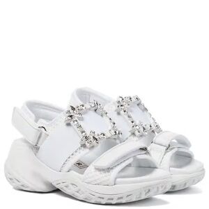 Roger Vivier White Sandals with Silver Accents